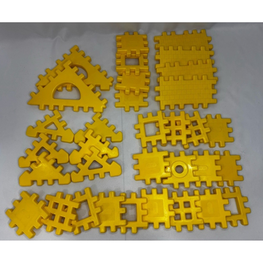 Vintage Little Tikes Waffle Blocks‎ 33 pieces House Parts Road All Yellow